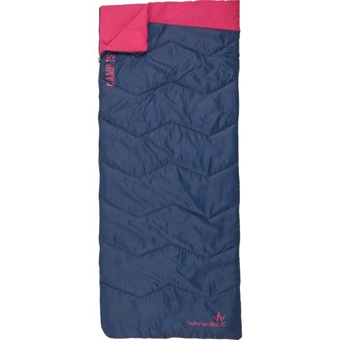 WANABEE Sac de Couchage Camp 15 - Mixte - Bleu marine et Rose
