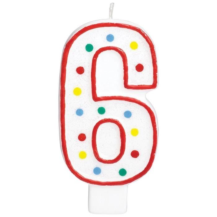 AMSCAN Bougie 6 - 13,3 cm - Blanc et pois
