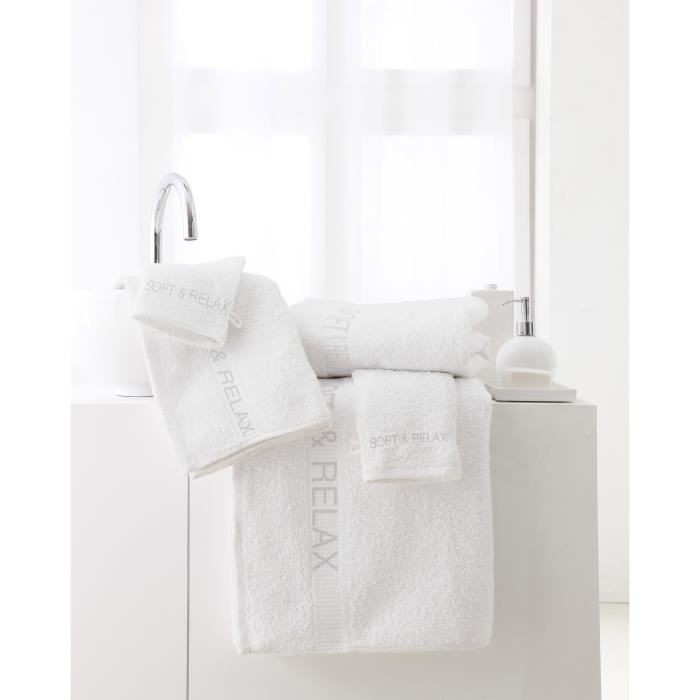 TODAY Lot de 2 serviettes + 1 drap de bain + 3 gants de toilette - Pack éponge brodée \