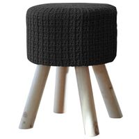 POUF - POIRE OSKAR Pouf rond - Tricot noir - Scandinave - Ø 31 POUF - POIRE OSKAR Pouf rond - Tricot noir - Scandinave - Ø 31