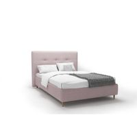 STRUCTURE DE LIT DODI Lit adulte scandinave - Tissu rose poudré - T STRUCTURE DE LIT DODI Lit adulte scandinave - Tissu rose poudré - T