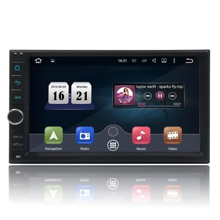 Autoradio 1 Din Android 10.1 écran 10.1'' Inclinable