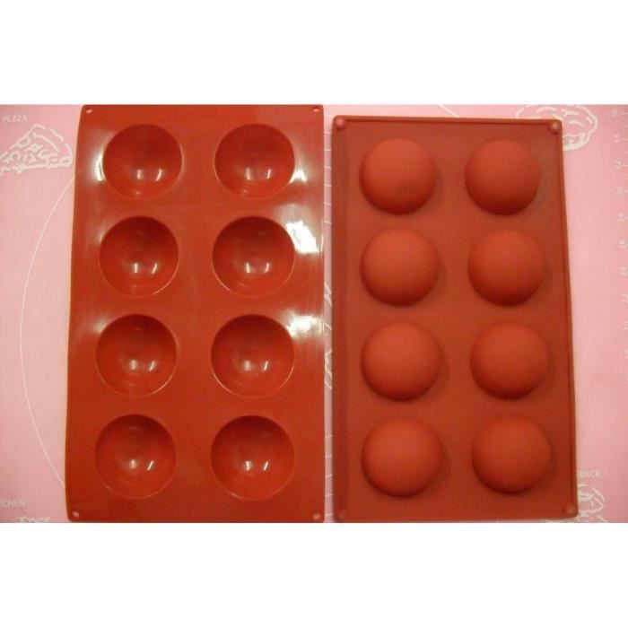 Moule Silicone Souple 8 Petits Fours Demi Sphere 27 X 16 Cm
