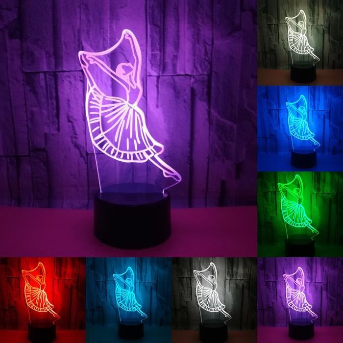 Nuit Enfants Danseur Chambre 7 Ballet Cadeaux Éclairage Lumière Bureau De Garçon Illusion Lampe Couleurs Décor Pour 3d Bébé tshdQr