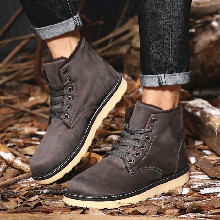 Neige De Mode Bottes Classique Court Homme Hiver Gris 58WwwqzS