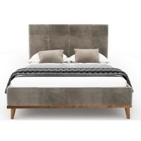 STRUCTURE DE LIT KOOS Lit adulte contemporain - Velours Taupe - Têt STRUCTURE DE LIT KOOS Lit adulte contemporain - Velours Taupe - Têt