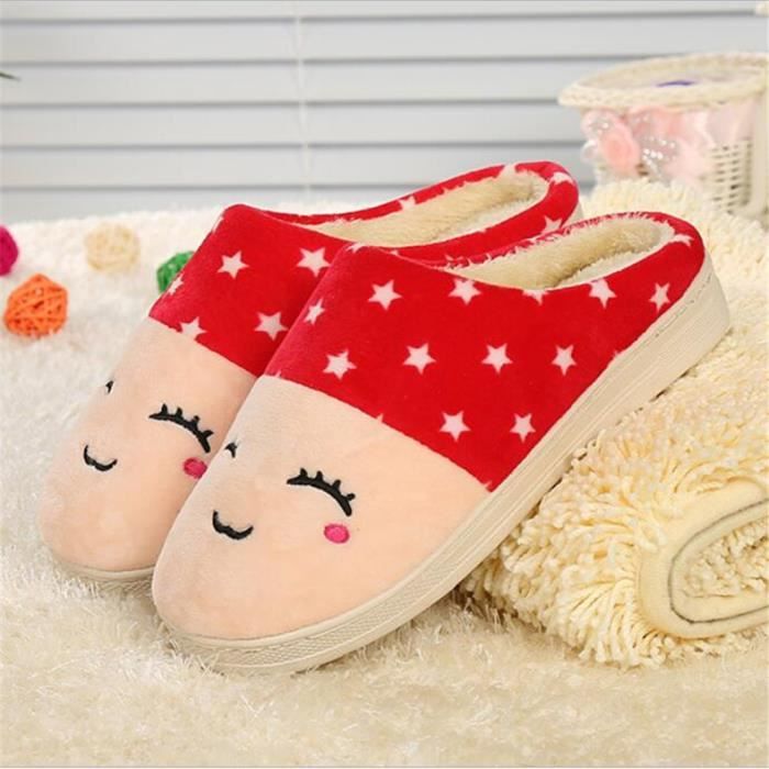 Plus De Confortable Couple Nouvelle 41 36 Doux Chausson Coton Mignon Chaussons Chaussure Cachemire Smiley Chaud Garde Hiver Femme Au qHYnfItqg