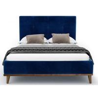 STRUCTURE DE LIT KOOS Lit adulte contemporain - Velours Bleu marine STRUCTURE DE LIT KOOS Lit adulte contemporain - Velours Bleu marine