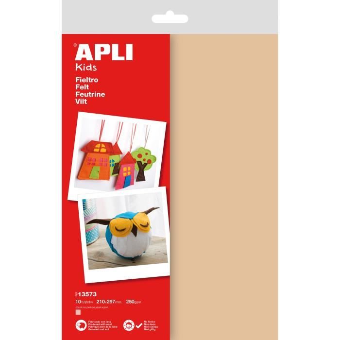 APLI Sachet de 10 feuilles de feutrine - peau