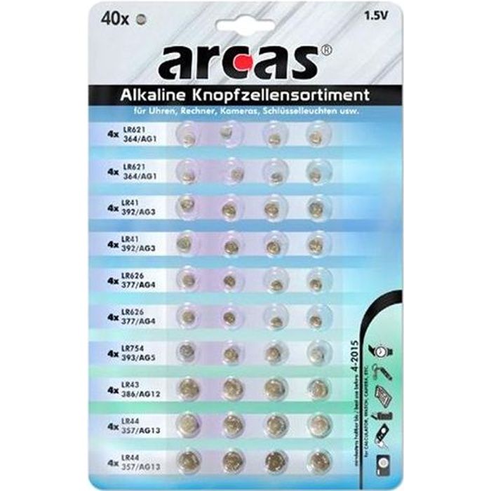 Pack de 40 piles bouton Arcas AG1 AG13   Achat / Vente PILE   CHARGEUR 
