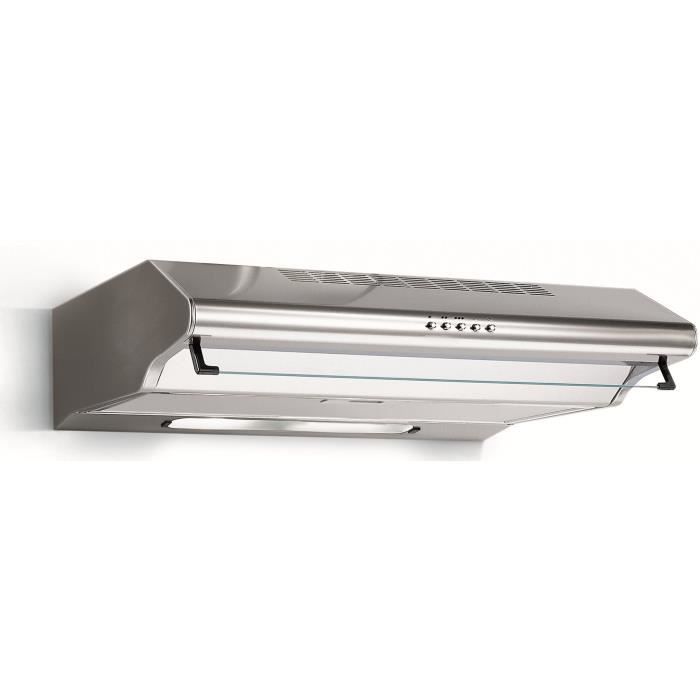 TURBOAIR TIVOLI 12 LUX IX/F/60 Hotte visière - Evacuation ou recyclage - 272m3-h - 67dB - 3 vitesses - L60cm - Inox