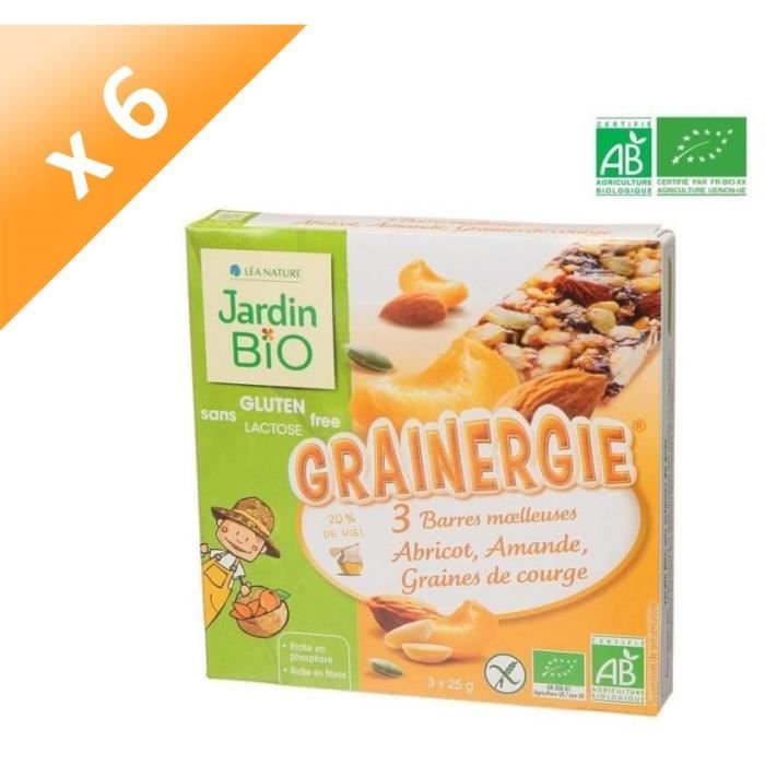 LEA NATURE Grainergie 3 Barres MŒlleuses Abricot, Amande, Graines de Courge - 25 g x6