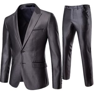 Homme Deux Pièces Costume De Mariage Un Bouton Soirée Party Oversize Vêtement Gris Coupe Slim Cintrée élégant Blazer Professionnel