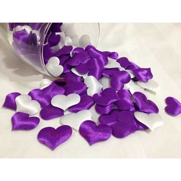 confettis coeur deco table mariage violet et blanc