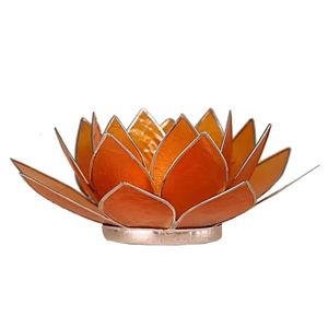 Porte Bougie Fleur De Lotus Violet Et Argent 7 ème Chakra Zen