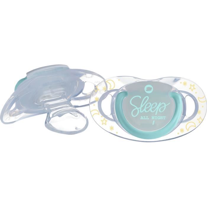 BEBE CONFORTSUCETTE DENTAL SAFE - SILICONE 6/18M - X2 - BICOLORE - TAKE ME TO THE MOON (COLORIS MIXES PHOSPHO & NON PHOSPHO)