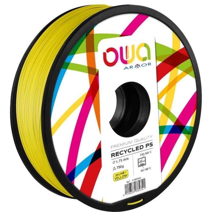 OWA Bobine de Filaments pour imprimante 3D - PS - Jaune