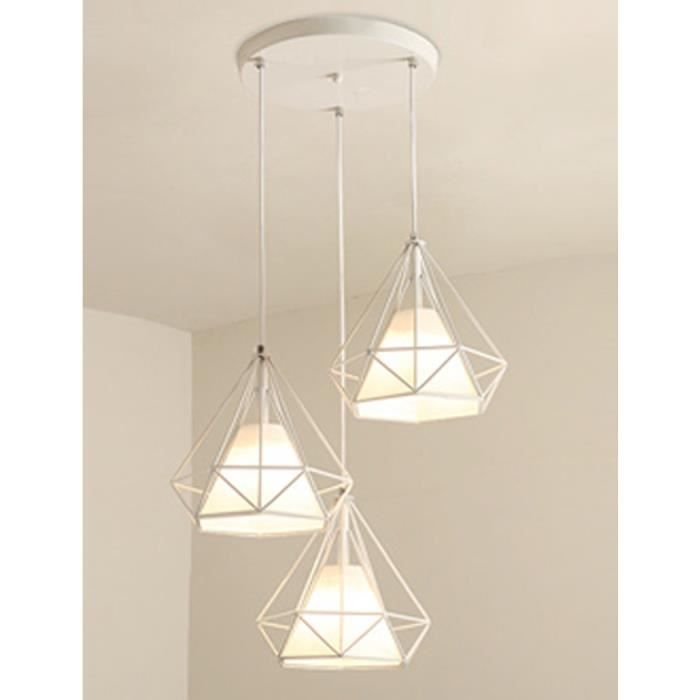 Forme Luminaire Disque Suspension 3 E27 Diamant Cage Lustre Erdbowcx