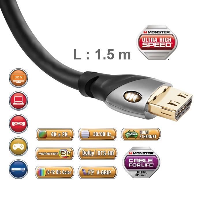 Câble HDMI Monster Platinium 1,5m