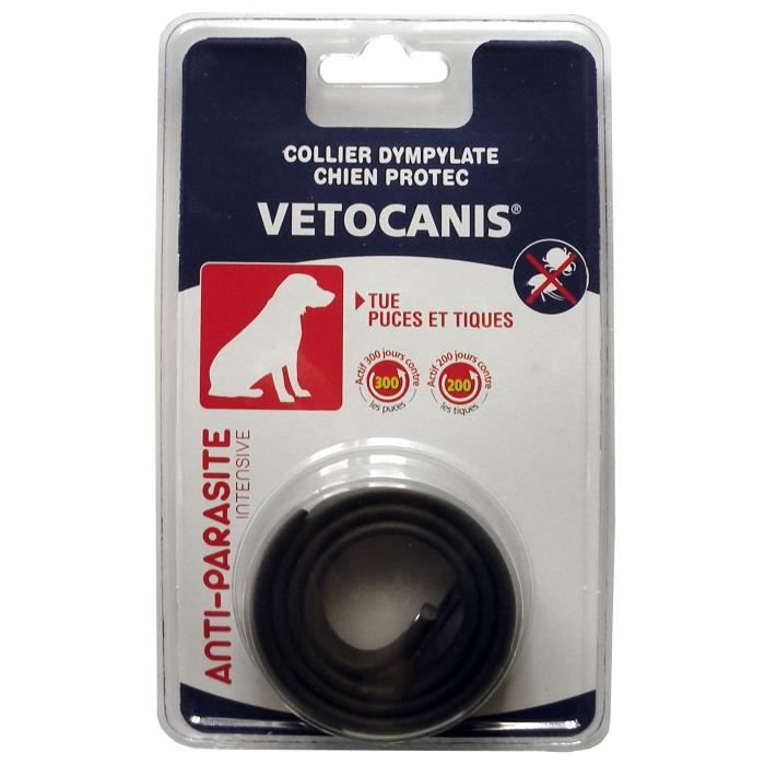 VETOCANIS Collier anti-puces et anti-tiques - Noir - Efficacité longue durée - Pour chien