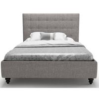 STRUCTURE DE LIT PIO Lit adulte contemporain - Tissu gris souris - STRUCTURE DE LIT PIO Lit adulte contemporain - Tissu gris souris -