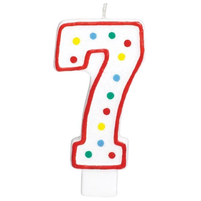 AMSCAN Bougie 7 - 13,3 cm - Blanc et pois