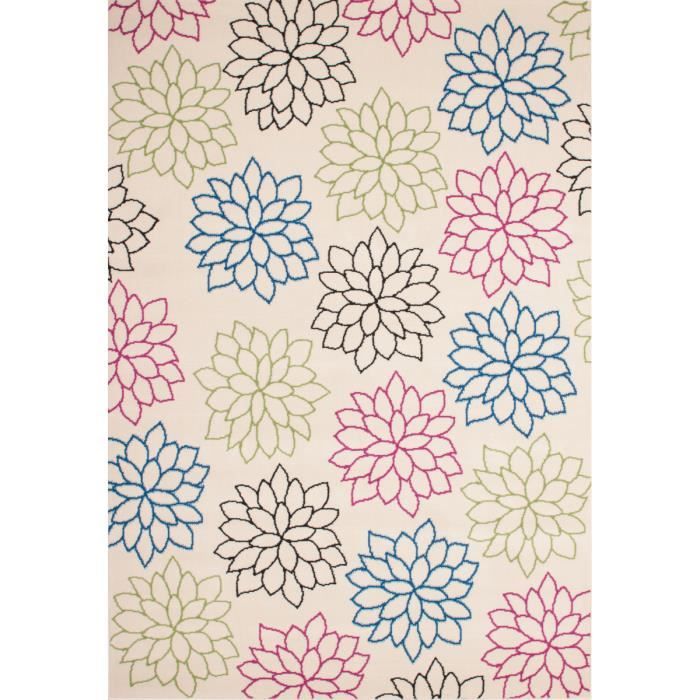 Tapis De Salon Poil Plat Fleurs Floral Dessin Moderne Style Nouveau 190x280 Cm Arc En Ciel