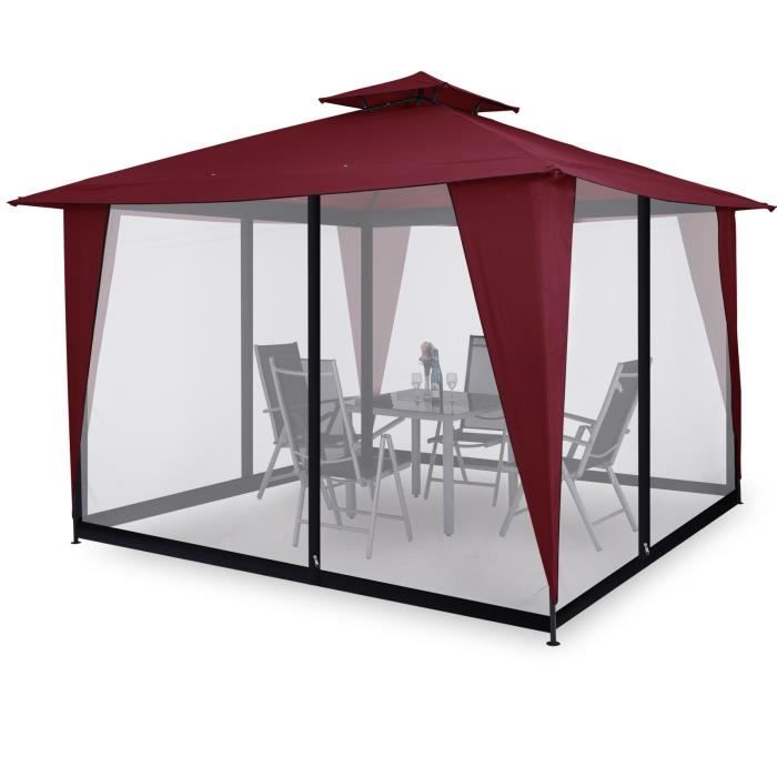 Moustiquaire Sekey Pour Gazebo 3x3m - Fermeture Éclair Et Velcro - Protection Insectes