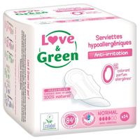 SLIP JETABLE LOVE AND GREEN Paquet 14 Serviettes Normales Femme SLIP JETABLE LOVE AND GREEN Paquet 14 Serviettes Normales Femme