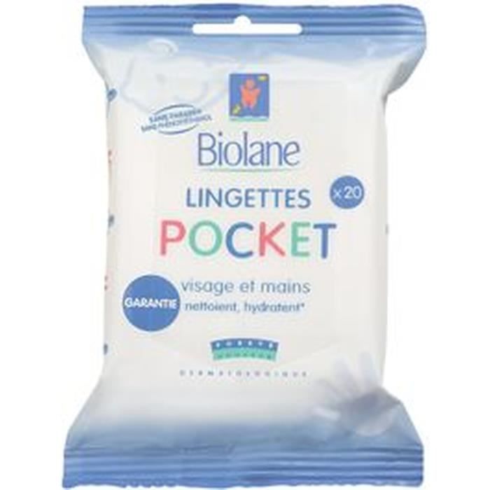 BIOLANE 20 Lingettes Pocket Visage et Mains