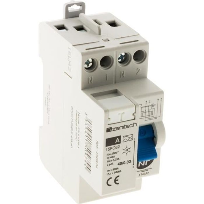 Interrupteur différentiel 40/2 30 mA Type A Zenitech NF
