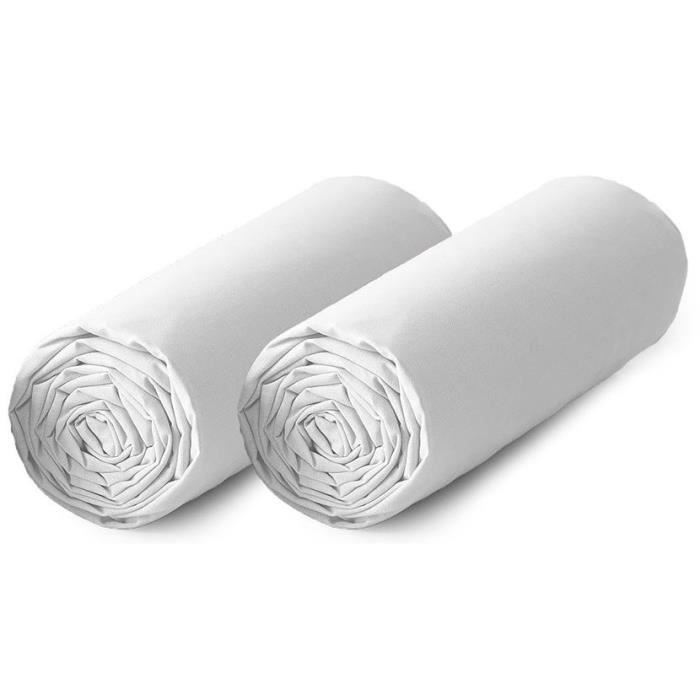 TODAY Lot de 2 draps housse 100% coton - 140x190 cm - Blanc