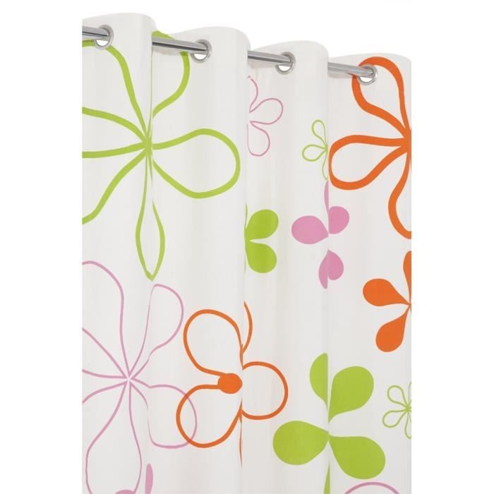 Rideaux Imprimés Fleurs rideau 100 coton motif fleurs multicolores orange Rideaux Imprimés Fleurs rideau 100 coton motif fleurs multicolores orange