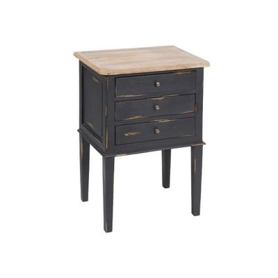 table de chevet bois clair et noir usé 50x38x75cm - achat / vente