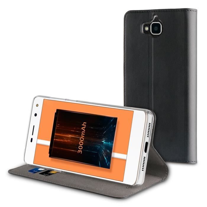 Muvit Etui Folio stand Noir Huawei Y6 2017