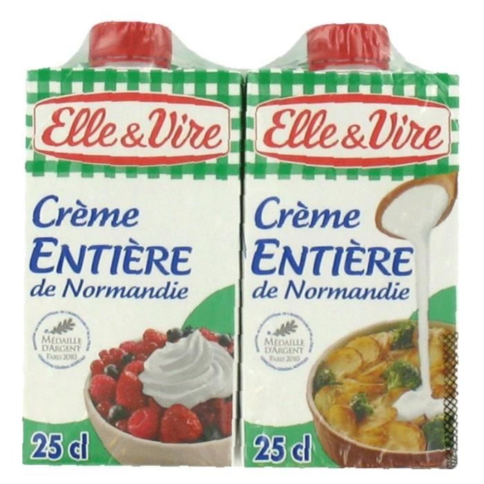 ELLE & VIRE Crème entière de Normandie 30 M.G. 2 x 25 cl Achat / Vente crème fraiche Crème