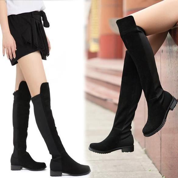 BOTTE Chaussures au,dessus Black Fashion femmes du genou