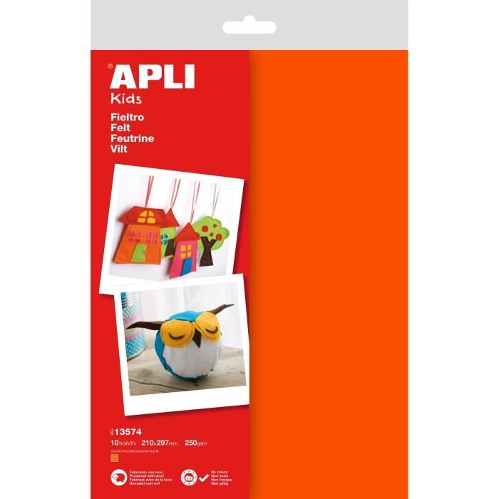 APLI Sachet de 10 feuilles de feutrine - Orange