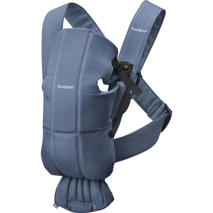 BABYBJORN Porte-bébé Mini, Bleu indigo, Coton