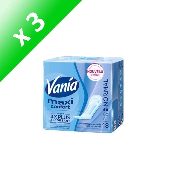 VANIA Serviettes hygièniques Maxi Confort Normal x18 (Lot de 3)