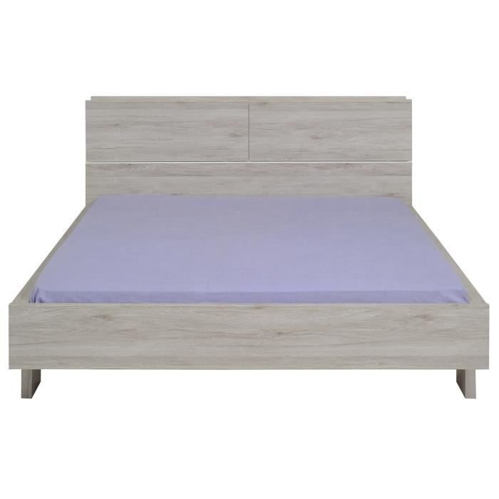 Lit ROMEO contemporain gris l 140 x L 190