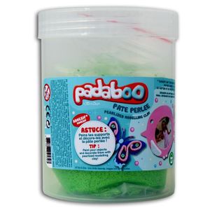 PADABOO Seau de 250g de pâte ? modeler perlée vert métal