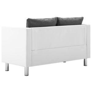 Ik Canapé à 2 Places Faux Cuir Blanc Et Gris Clair0f080201