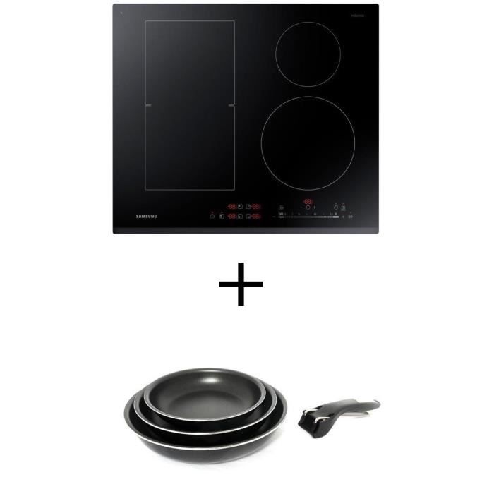 Pack cuisson SAMSUNG NZ64K5747BK - Table de cuisson à induction - 4 zones - 7200W - L60 x P52cm + Set 3 poêles 20/24/28