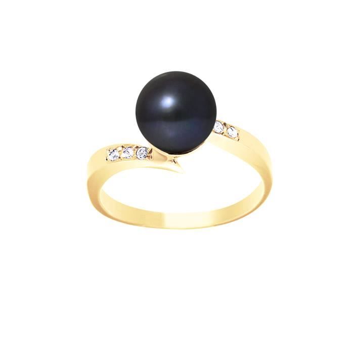 PERLINEA Bague Or Jaune 375° Perle de Culture et Diamants Femme