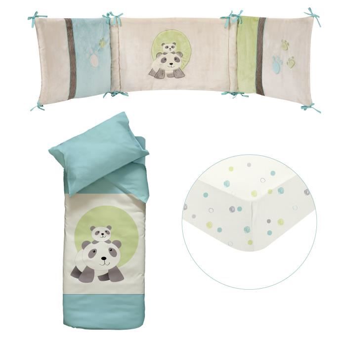 DOMIVA Set De Lit Pandipanda Tour de Lit+Parure+drap housse - 60x120