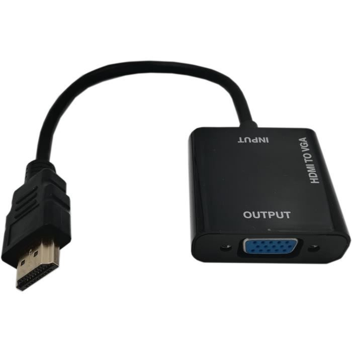 LINEAIRE ADHD540U Adaptateur HDMI mâle/VGA - Jack 3,5mm stéréo femelle 1080p pour ordinateur - 0m15 - Noir