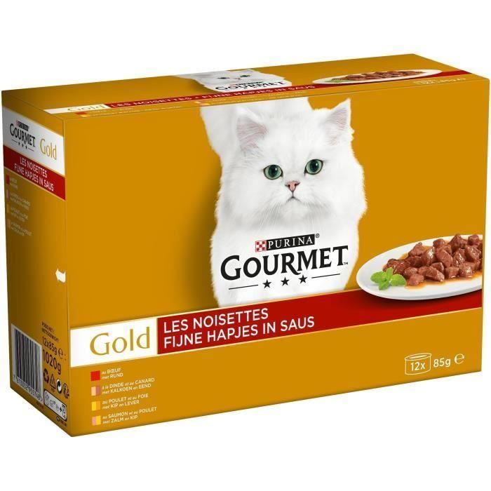 GOURMET Gold Les noisettes - Boîtes - Pour chat adulte - 12 x 85 g (Lot de 2)