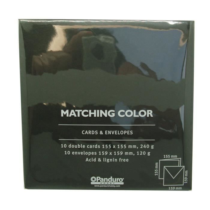PANDURO Enveloppes Cartes Noir x10 - Carrées pré pliées - Poids 240 g - 155x155 cm