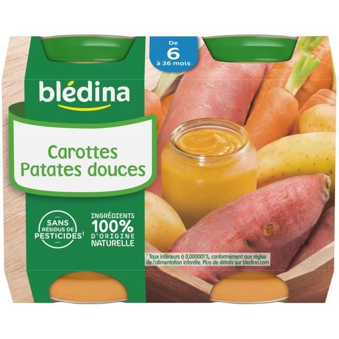 BLEDINA Petits pots Carottes patates douces 2x200 g Des 6 mois